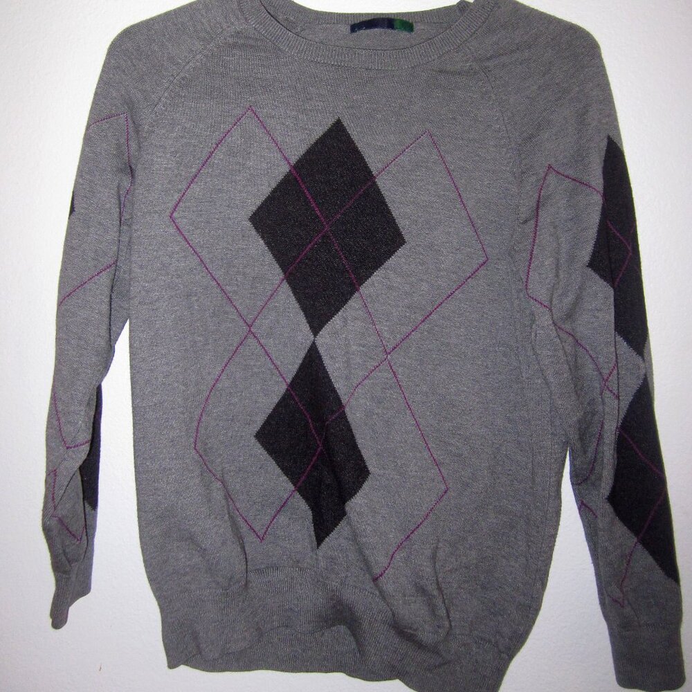 Classic Ava Argyle Sweater Women's Purple, Grey, Black Size L
